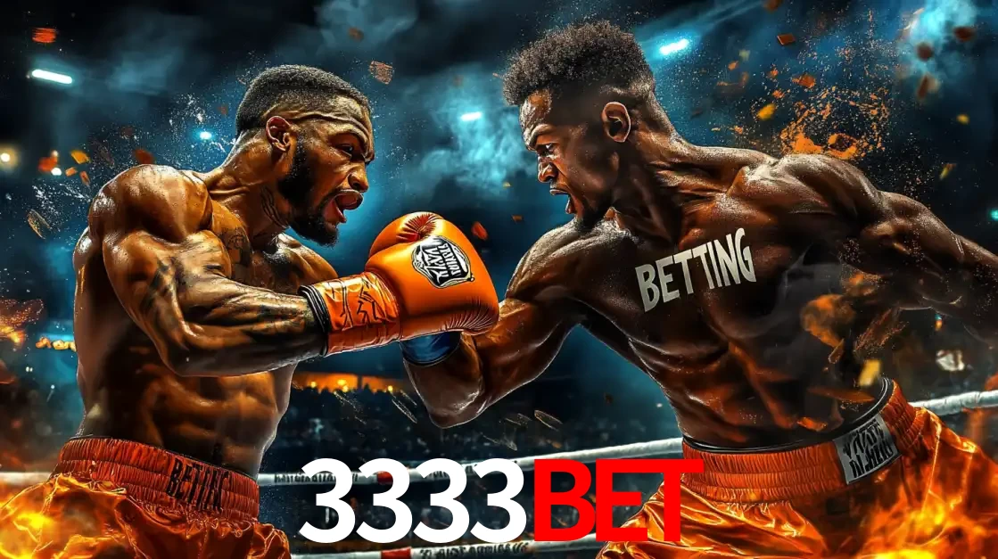 Dois boxeadores em uma luta intensa e explosiva, representando a adrenalina e as oportunidades de apostas em esportes de combate disponíveis na plataforma 3333BET.